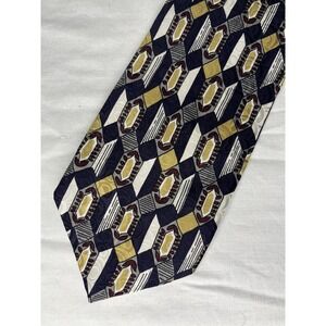 Vintage Talbot Studio Oak Hall Tie Gold Black White Diamonds Silk USA Made